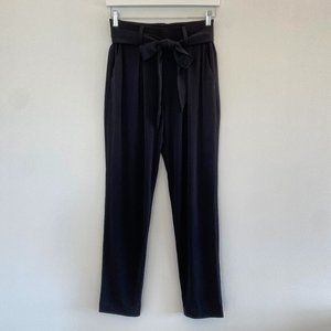 Express Paper Bag Waist Pants with Tie Belt Black Size XS
